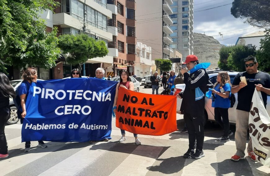 Movilización en contra de la pirotecnia lumínica en Comodoro