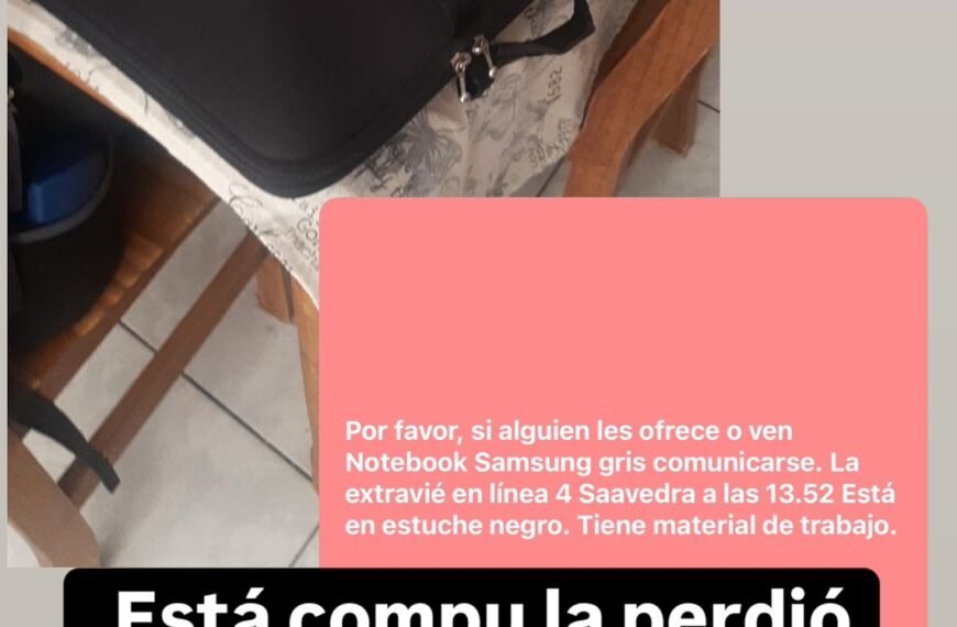 Una psicóloga del Hospital Regional perdió su computadora en el transporte público