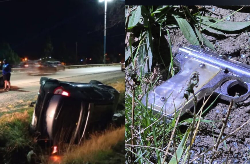 Volcó en la ruta 3 y cuando lo asistieron comprobaron que tenía heridas de arma de fuego