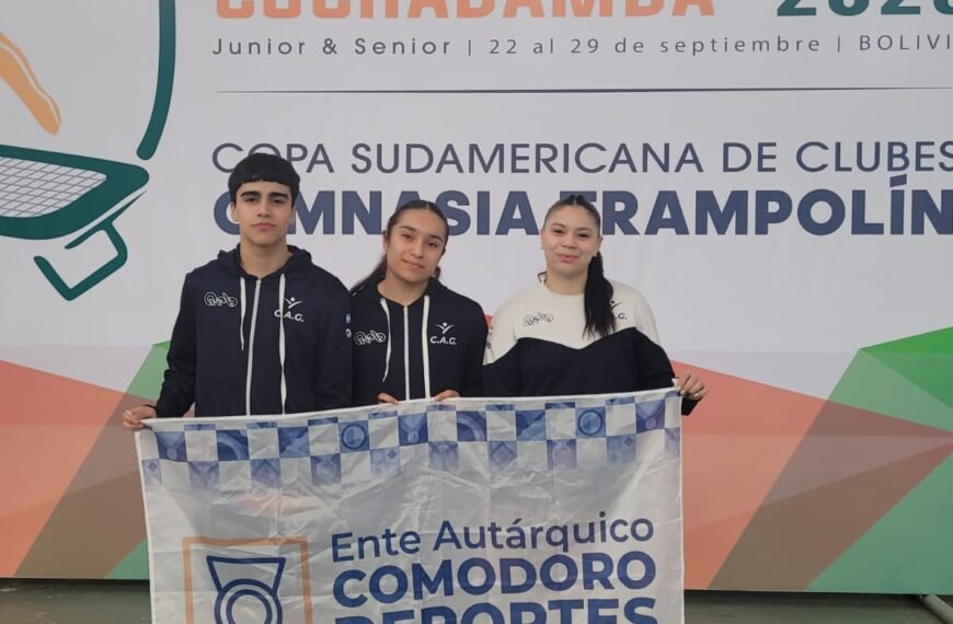Comodorenses debutan en el Sudamericano de Gimnasia Trampolín Cochabamba 2025