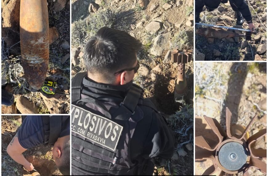 Hallaron un mortero en un campo cercano a Sarmiento