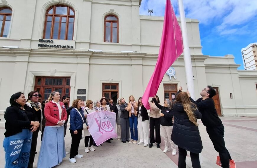 Izaron la bandera rosa como símbolo de la lucha contra el cáncer de mamas