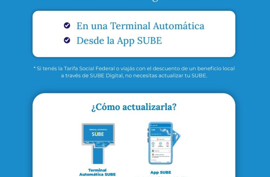 Ante la actualización del sistema SUBE, recuerdan a los usuarios que deberán reactivar sus tarjetas para mantener los descuentos