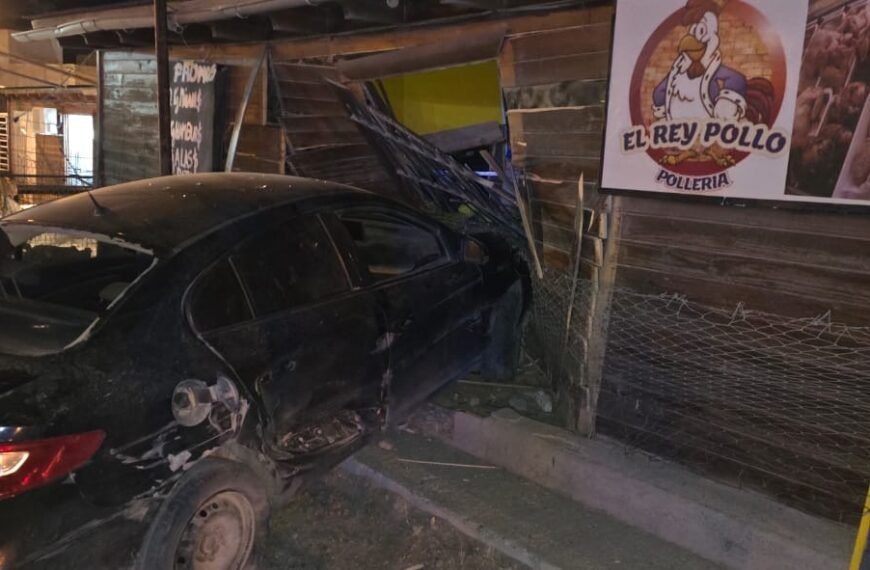 Chocó contra el frente de una pollería y abandonó el vehículo