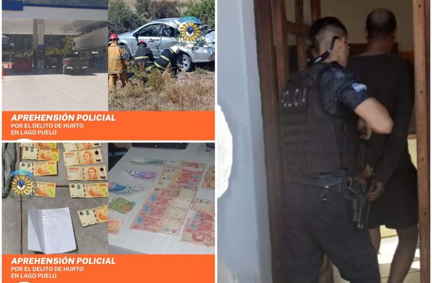 Sustrajeron dinero de la estación de servicio de Lago Puelo, escaparon, volcaron y fueron detenidos
