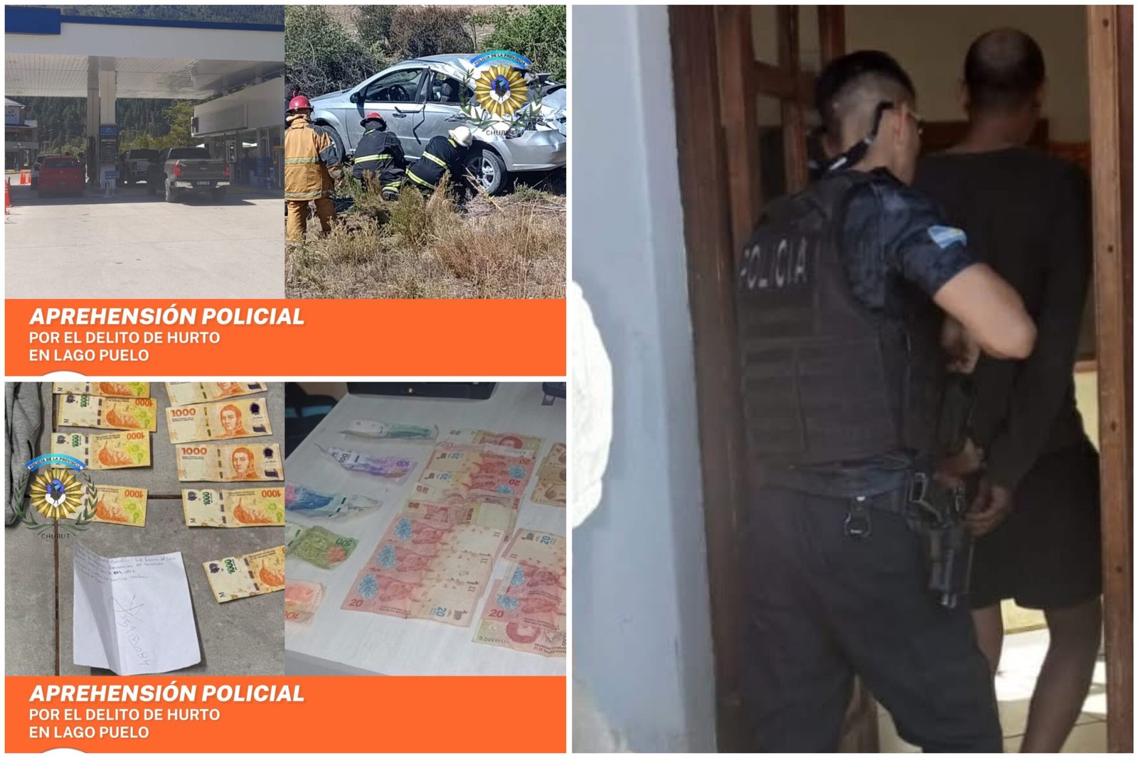 Sustrajeron dinero de la estación de servicio de Lago Puelo, escaparon, volcaron y fueron detenidos