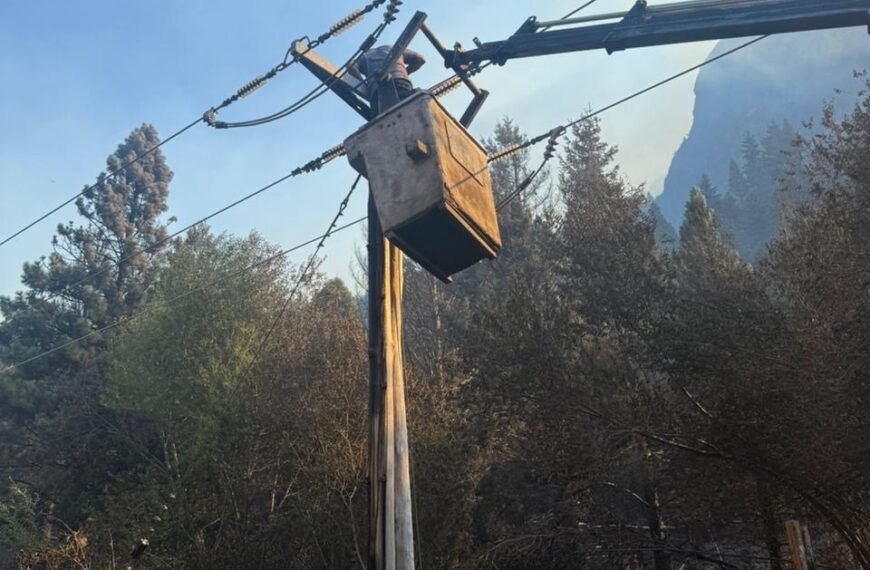 Tras los incendios, se avanza en la normalización total del servicio eléctrico en la Comarca Andina