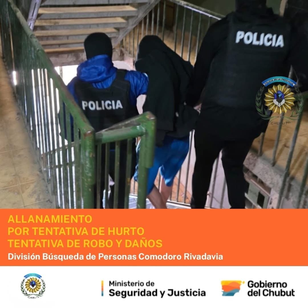 Cayó un prófugo con múltiples pedidos de captura tras allanamiento en Comodoro Rivadavia