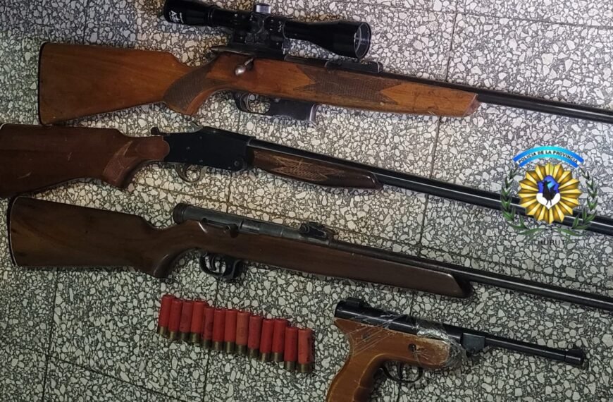 Recuperaron un auto robado en un allanamiento y secuestraron armas y municiones