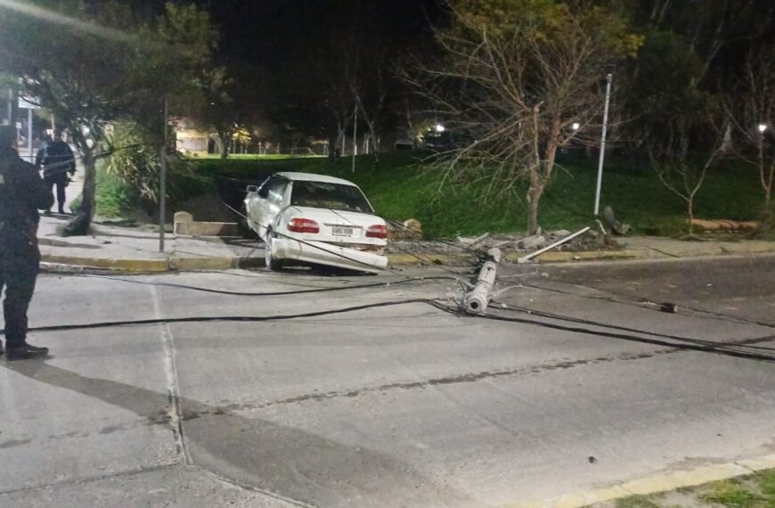 Despistó, derribó un poste y terminó en el boulevard