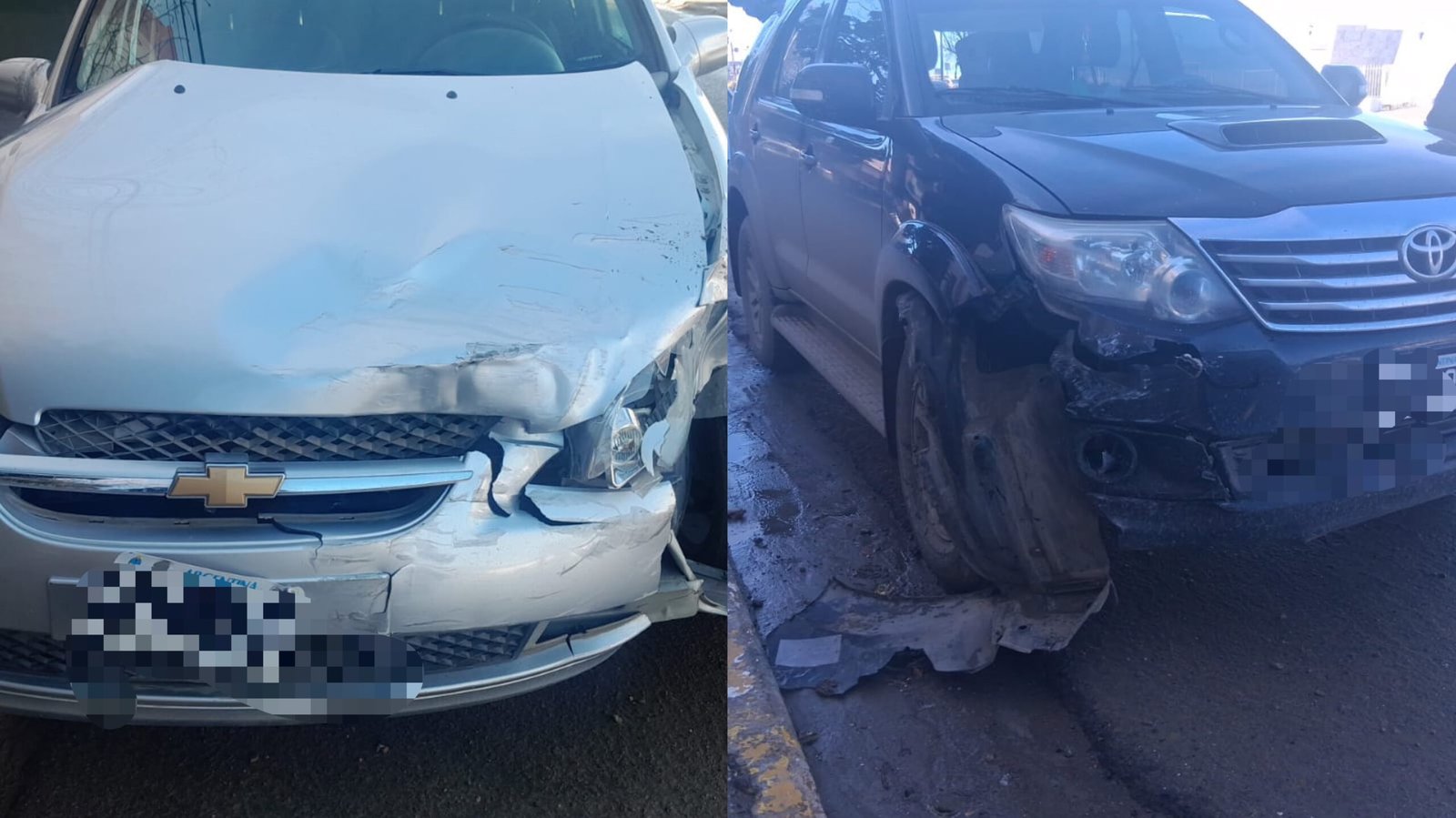 Choque entre un auto y una camioneta sobre avenida Hipólito Yrigoyen: no hubo heridos